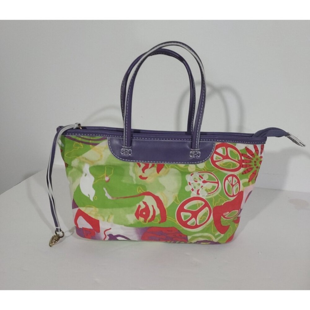 Purse Small Tracie Godi Goove Boho Floral Bag Lime Green Purple Vintage 1990 - Picture 9 of 15